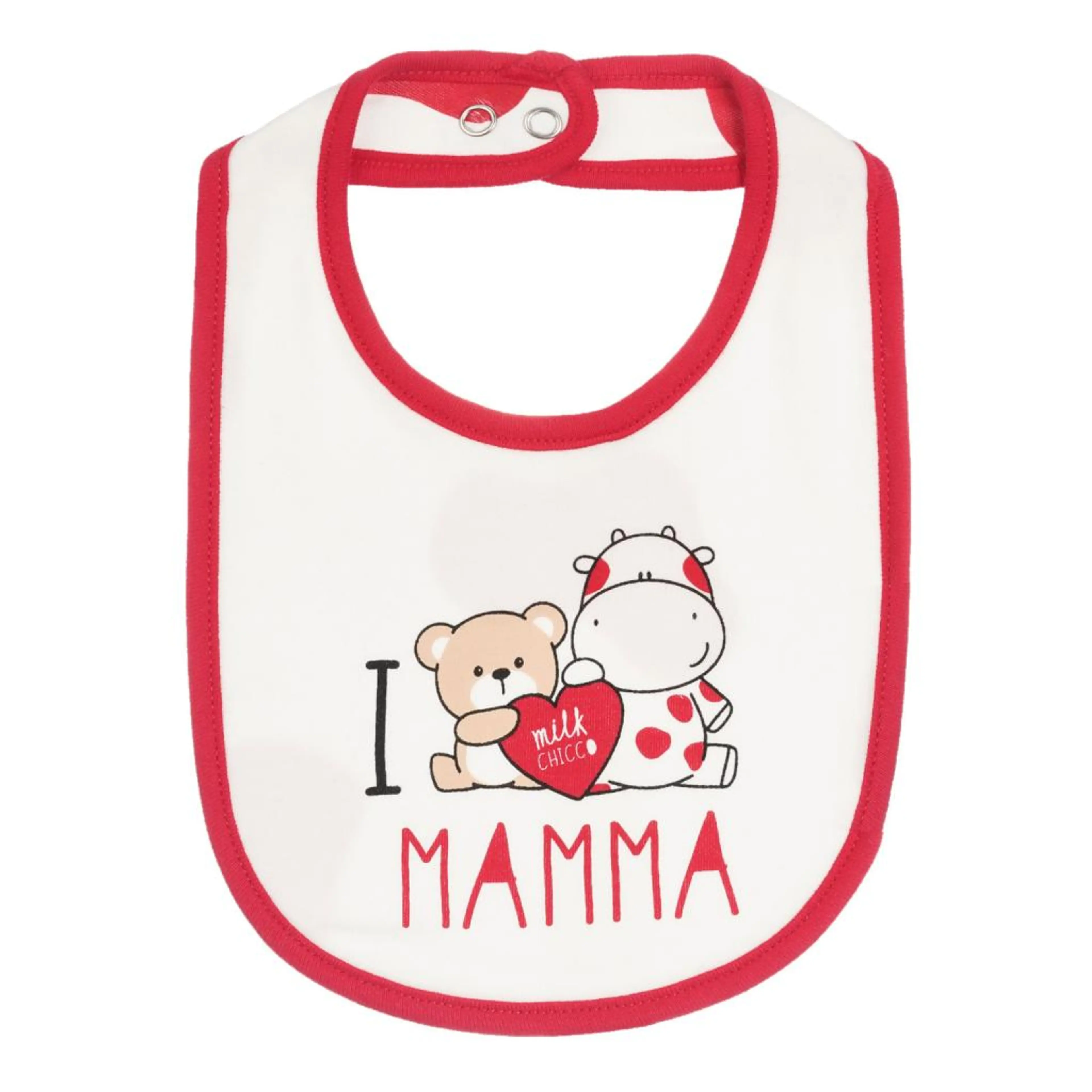 Памучен лигавник за момиче I love MAMMA, бял