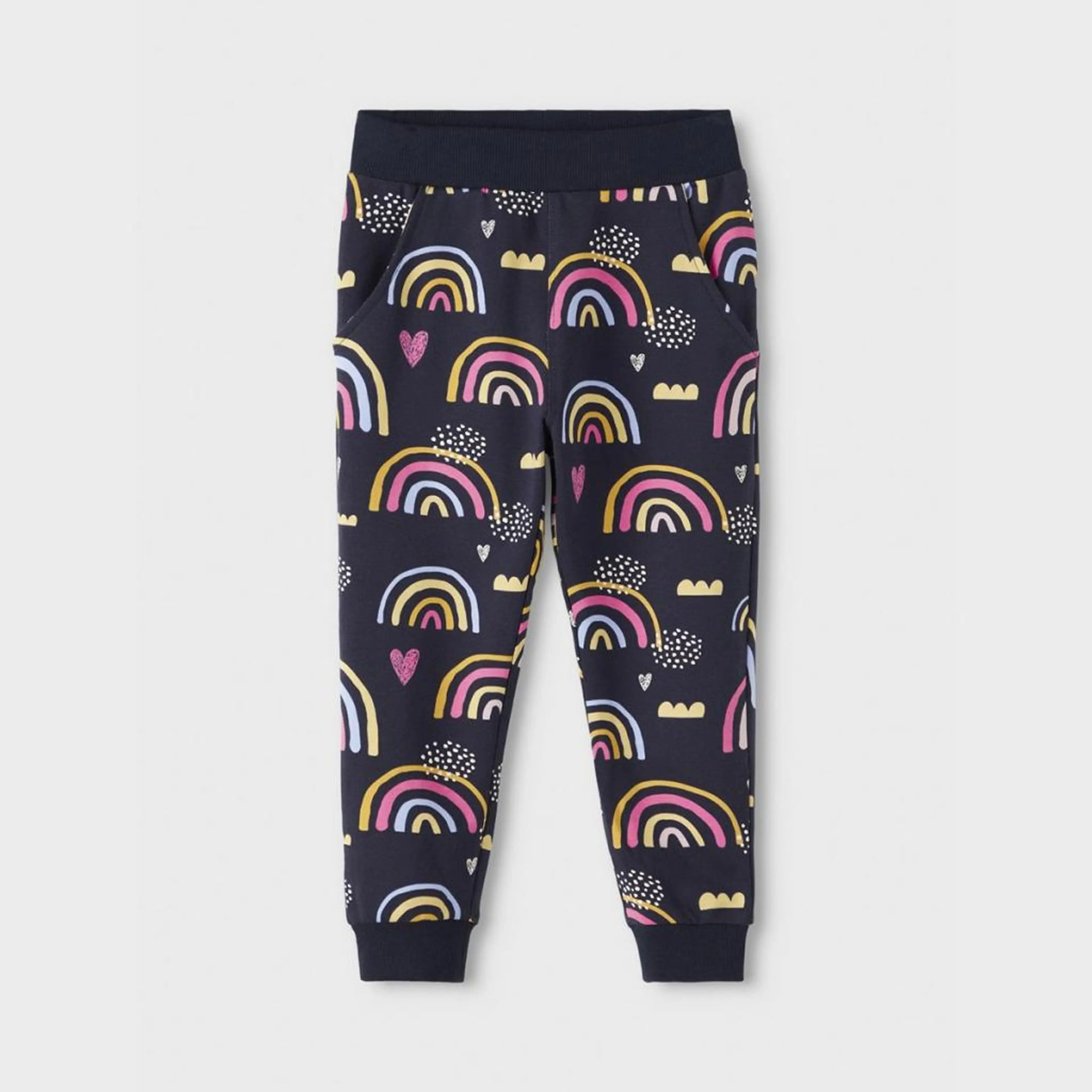 Памучен спортен панталон Rainbow за бебе, тъмносин