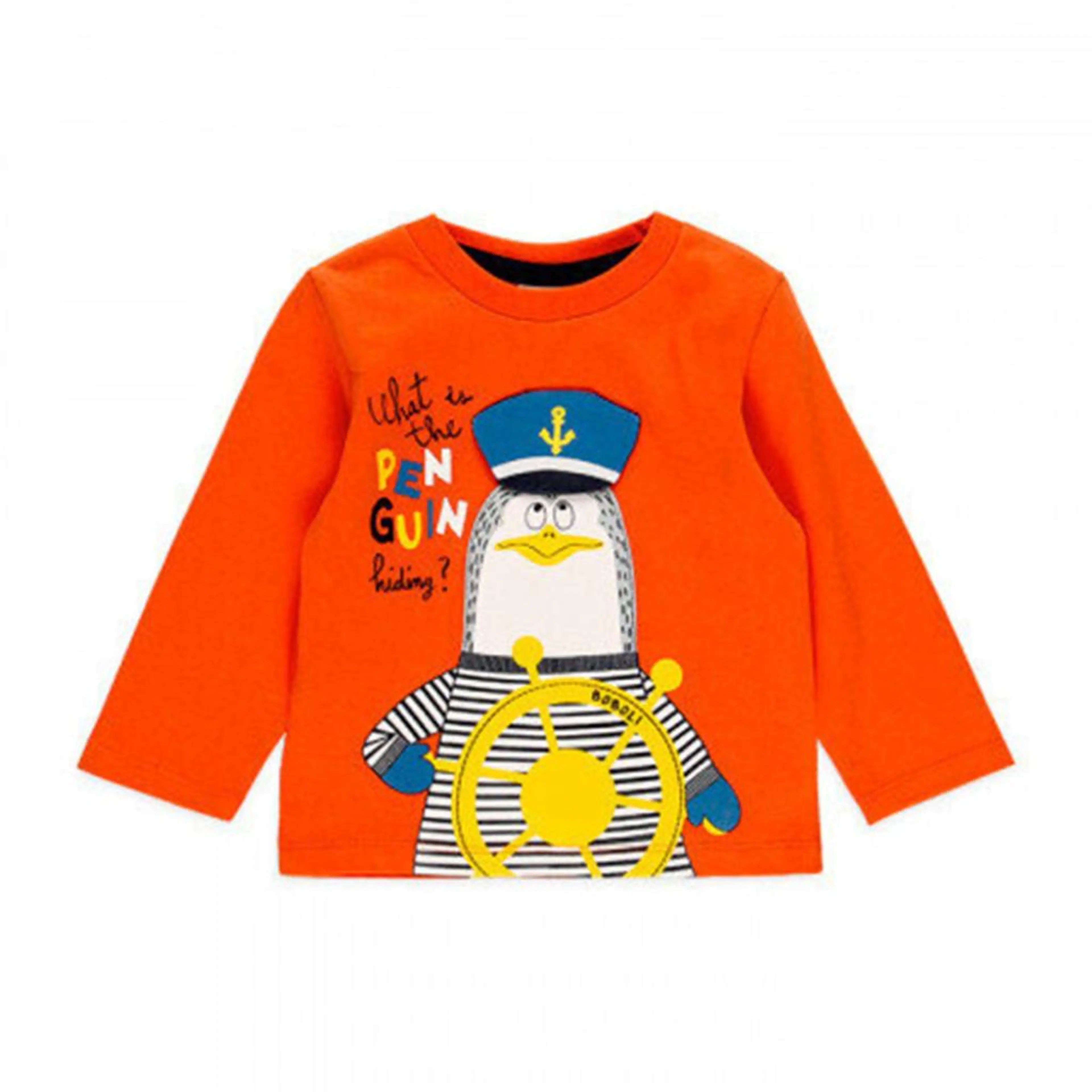 Памучна блуза Penguin за бебе, оранжев