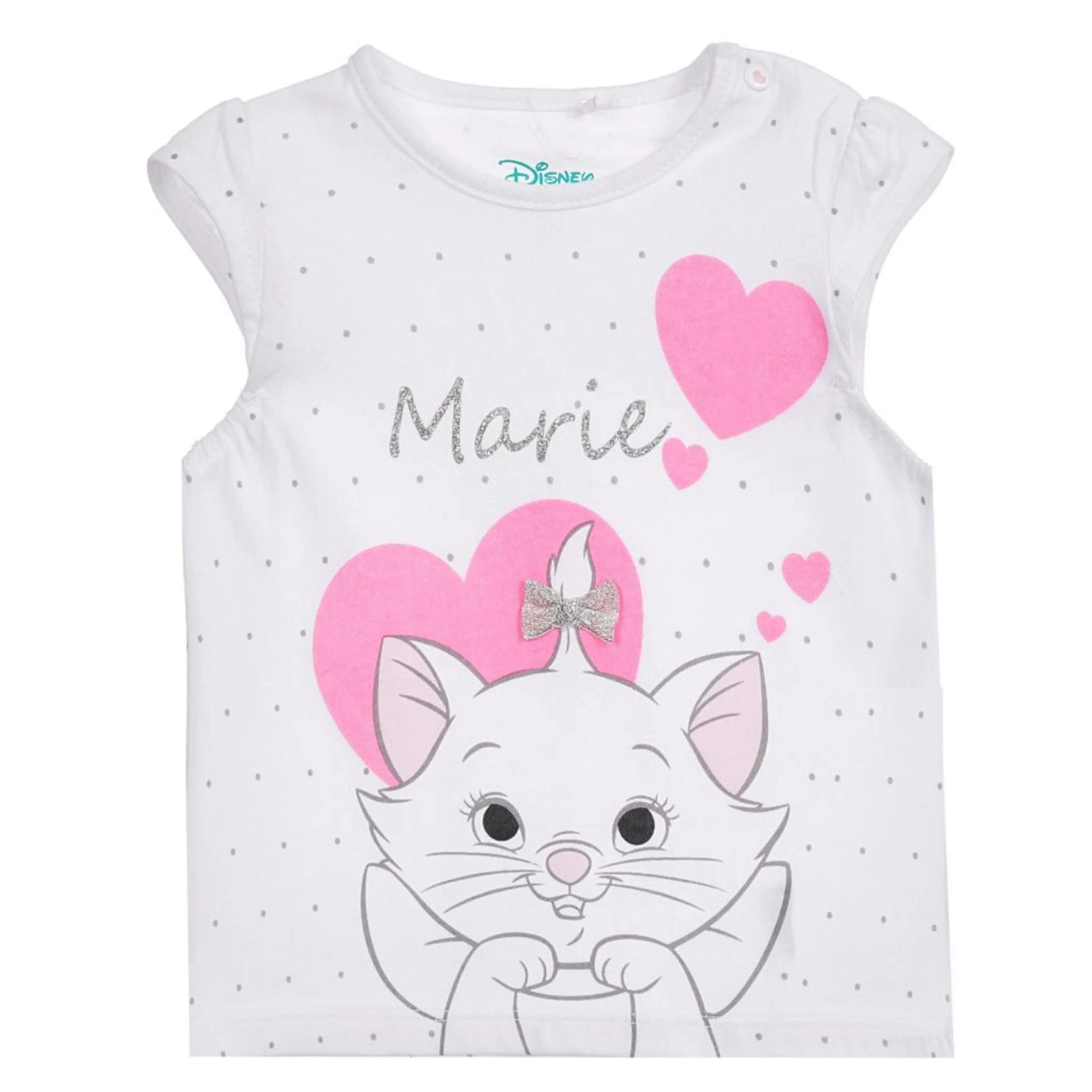 Памучна тениска с щампа на коте Marie за бебе