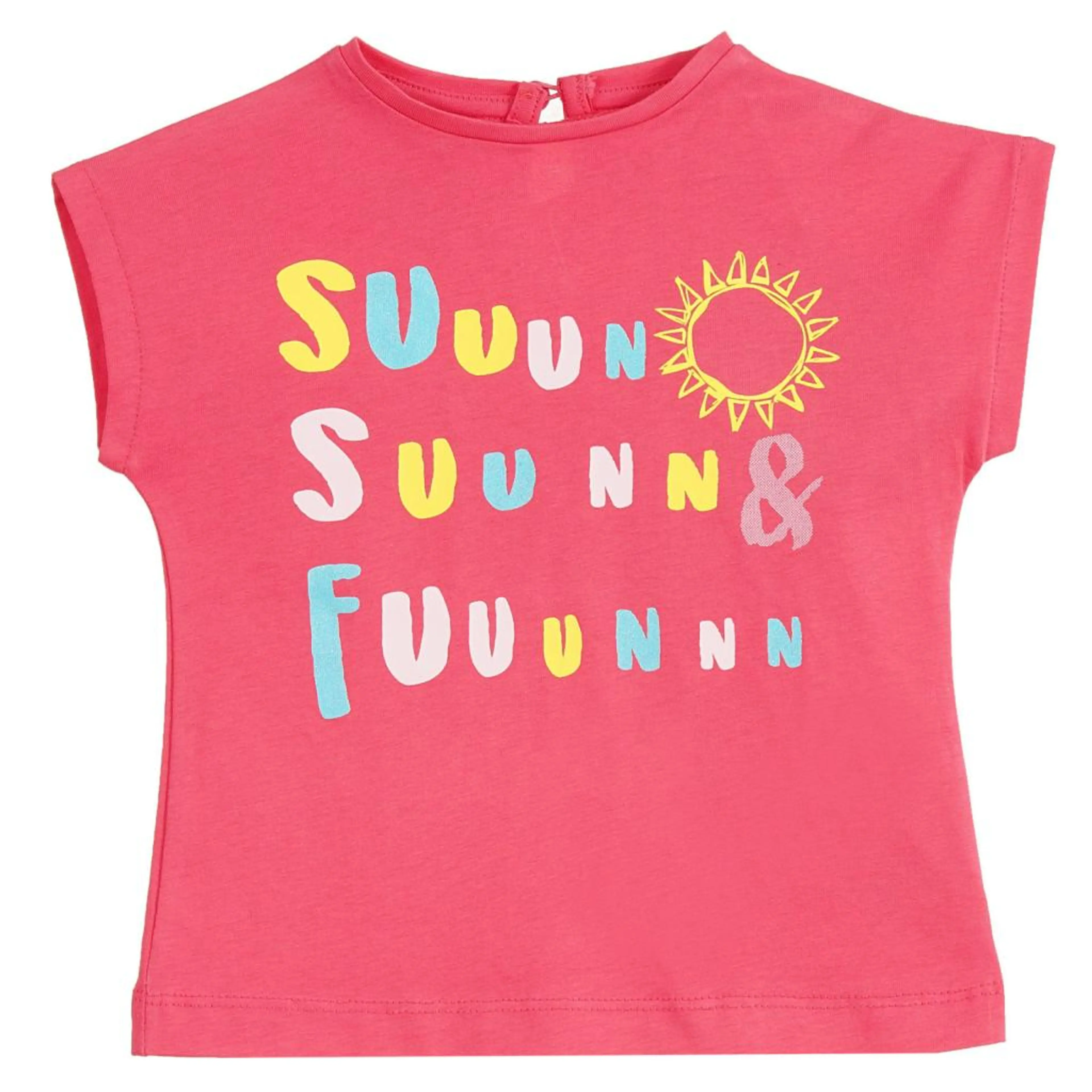 Памучна тениска Sun за бебе, розова