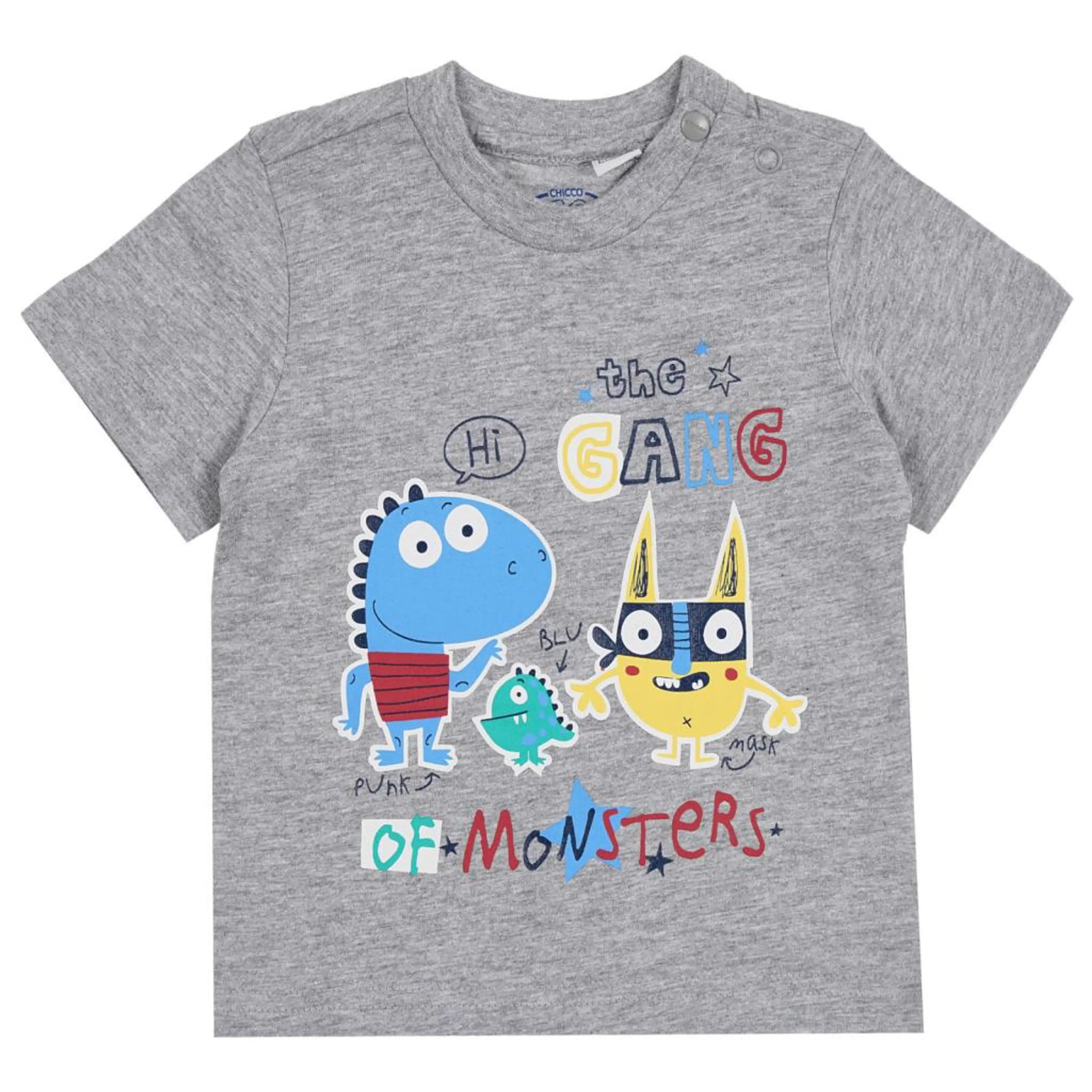 Памучна тениска THE GANG OF MONSTERS за бебе, сива