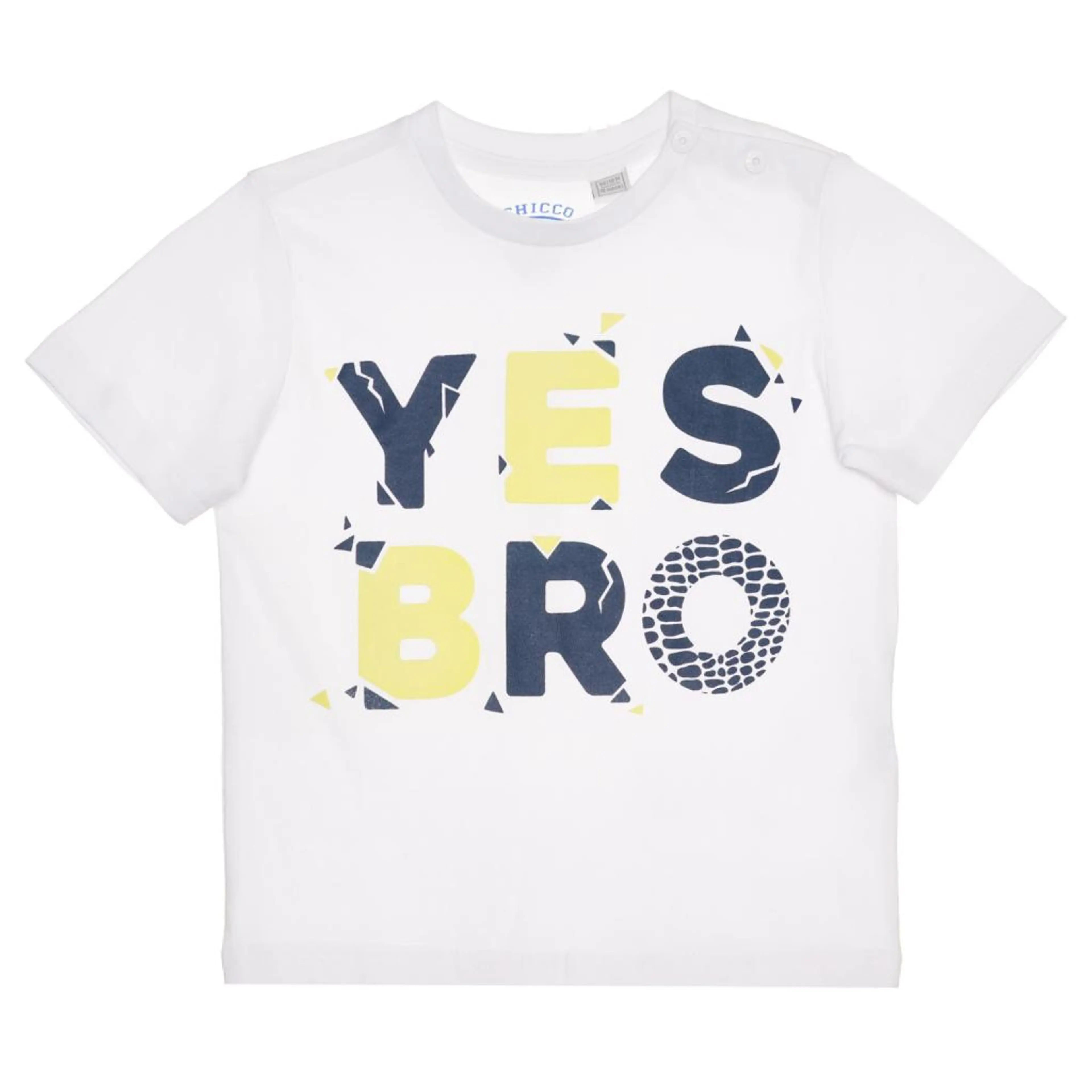 Памучна тениска YES BRO за бебе , бяла