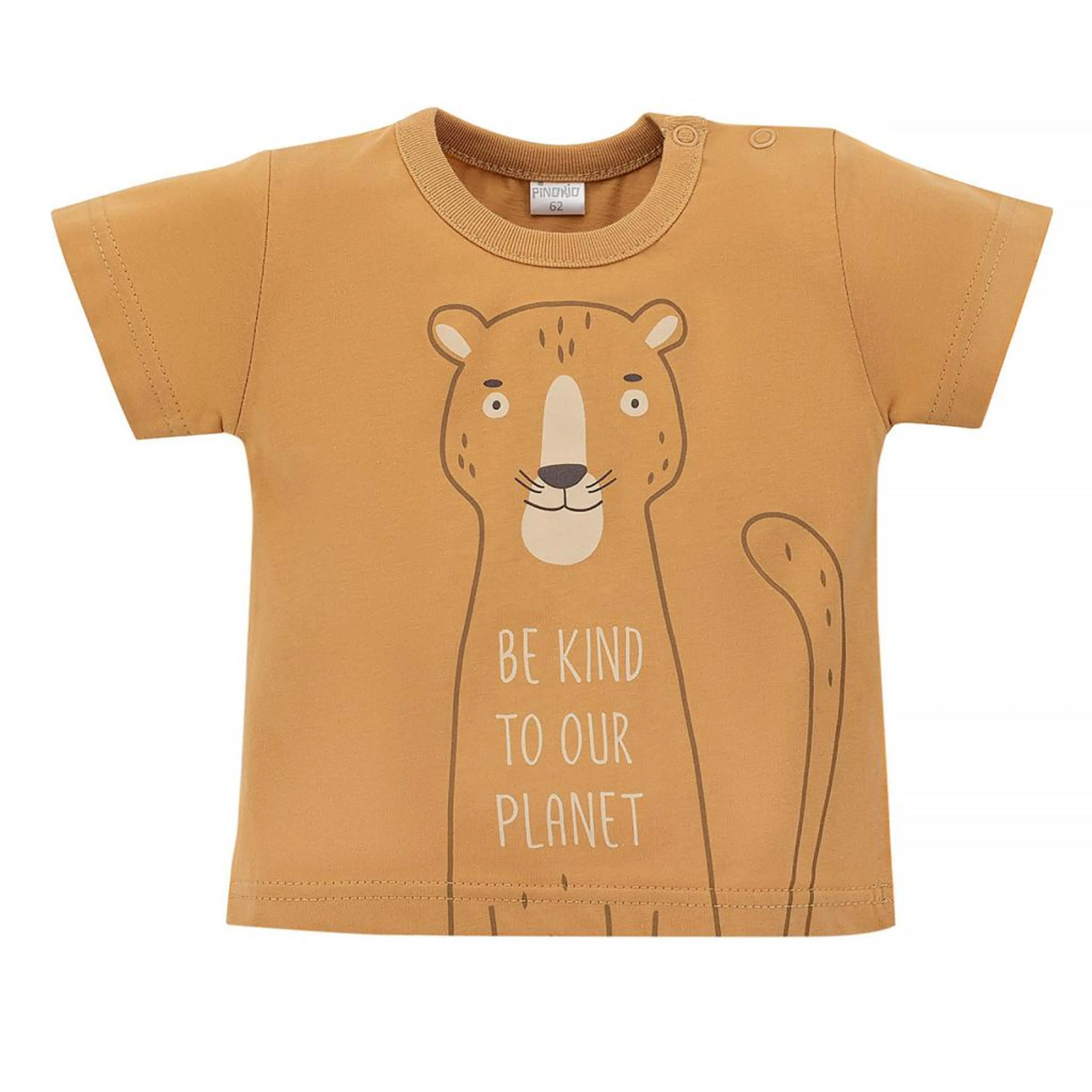Тениска с къс ръкав и надпис Be kind to our planet